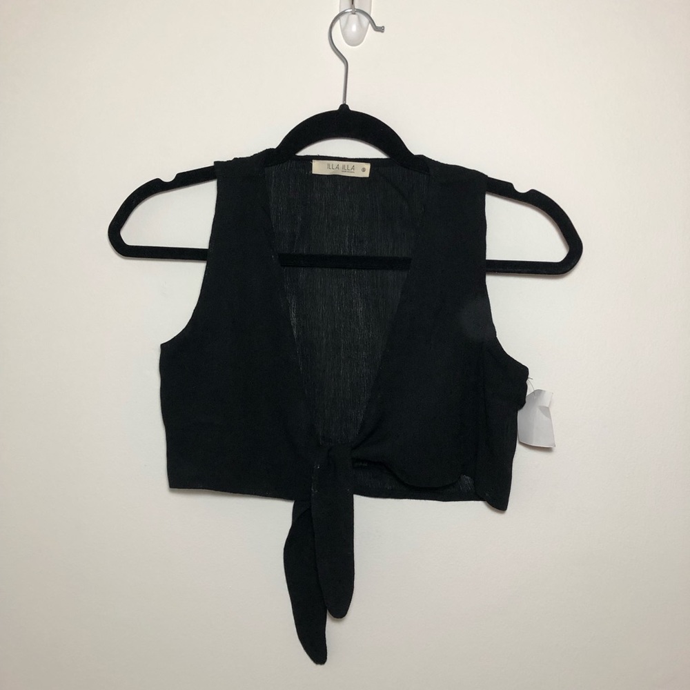 Black Sheer Wrap Top